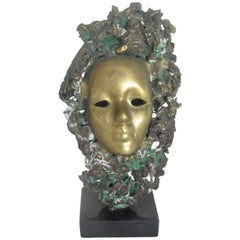 Bronze Mask Table Sculpture Signed by Tonny