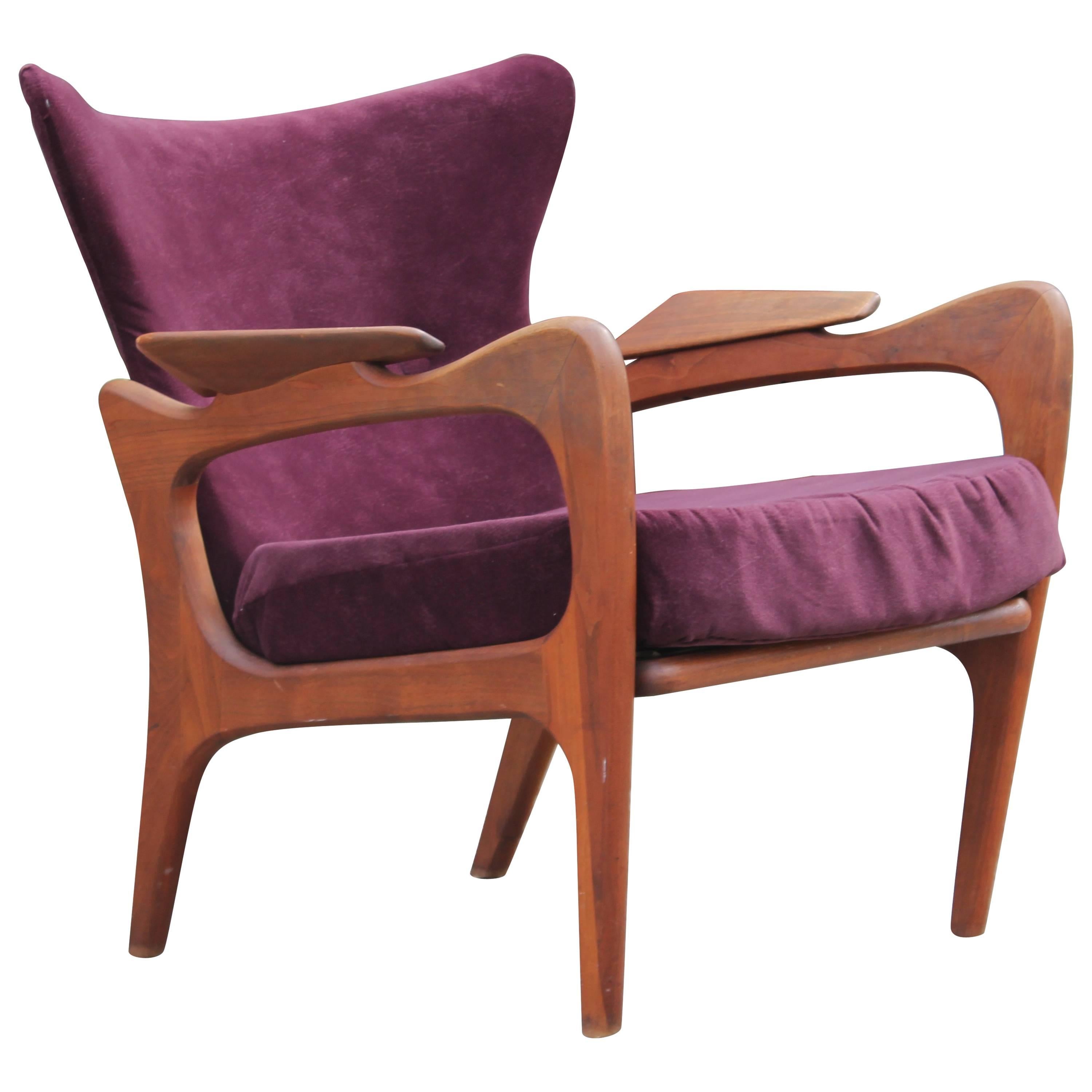 Modern Sculptural Adrian Pearsall Wingback Walnut Lounge Chair