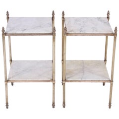 Pair of Brass and Marble Side Tables