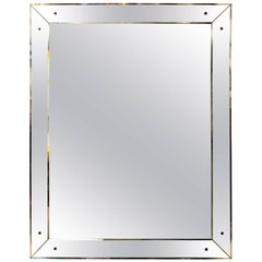 Large 1940s Style Vintage Mirror with Mirrored Frame