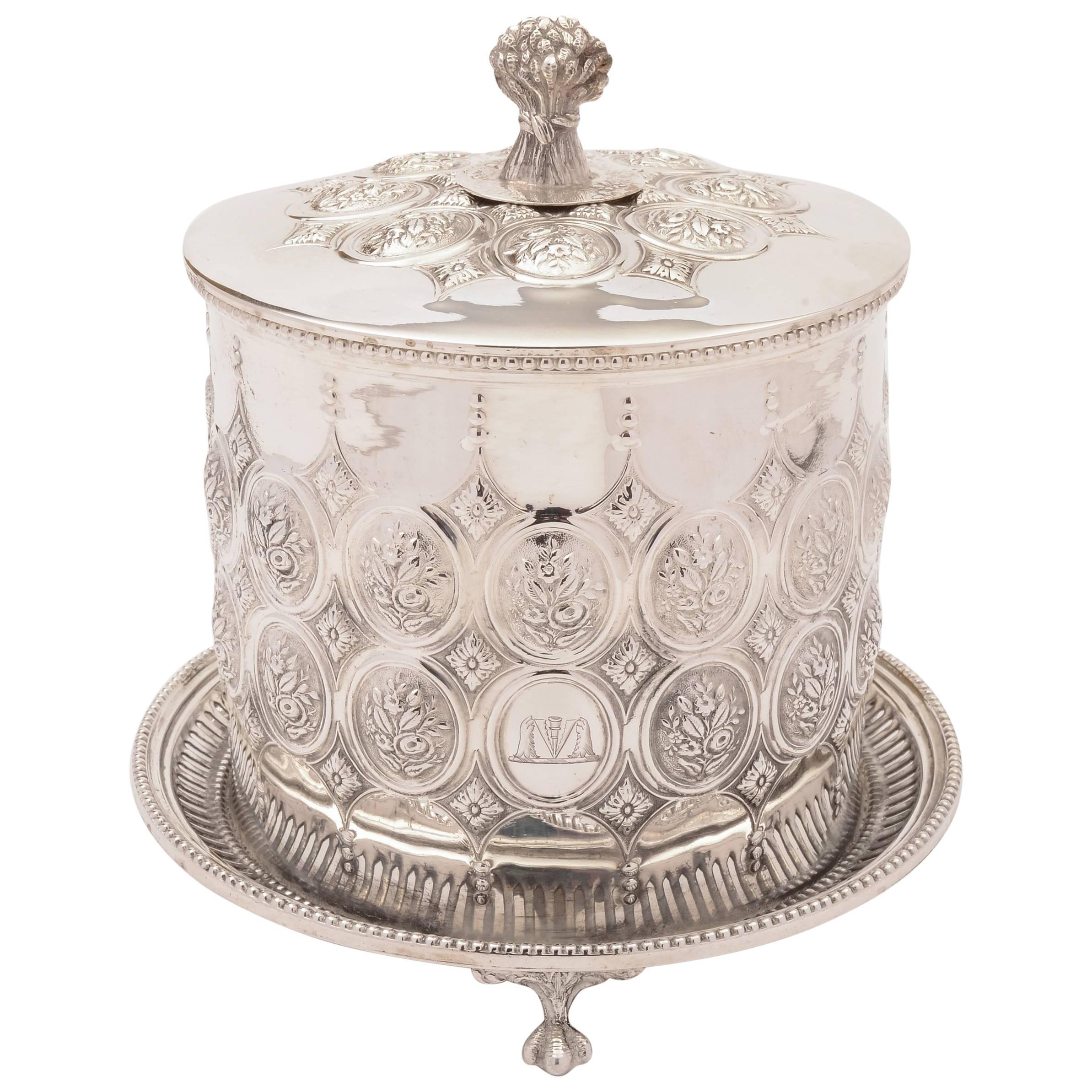 Victorian Silver Plated Biscuit Box/Cookie Jar, circa 1880 For Sale