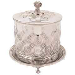Antique Victorian Silver Plated Biscuit Box/Cookie Jar, circa 1880