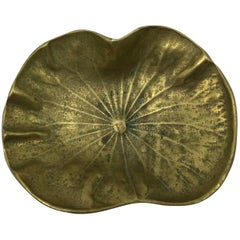 1940s Virginia Metalcrafters Brass Lotus Leaf Dish