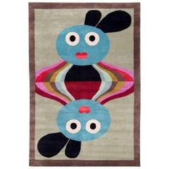 Graphic Silk Rug 'Ghorka' by Alessandro Mendini For CARINI 6x9