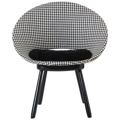 Swedish Chair, 1950s, Houndstooth Pattern with Sheepskin Seat