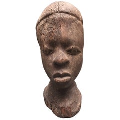 Carved Wood African Bust