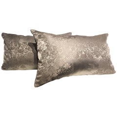 Silk Cushions Jacquard Floral Pattern Colour Silver Grey