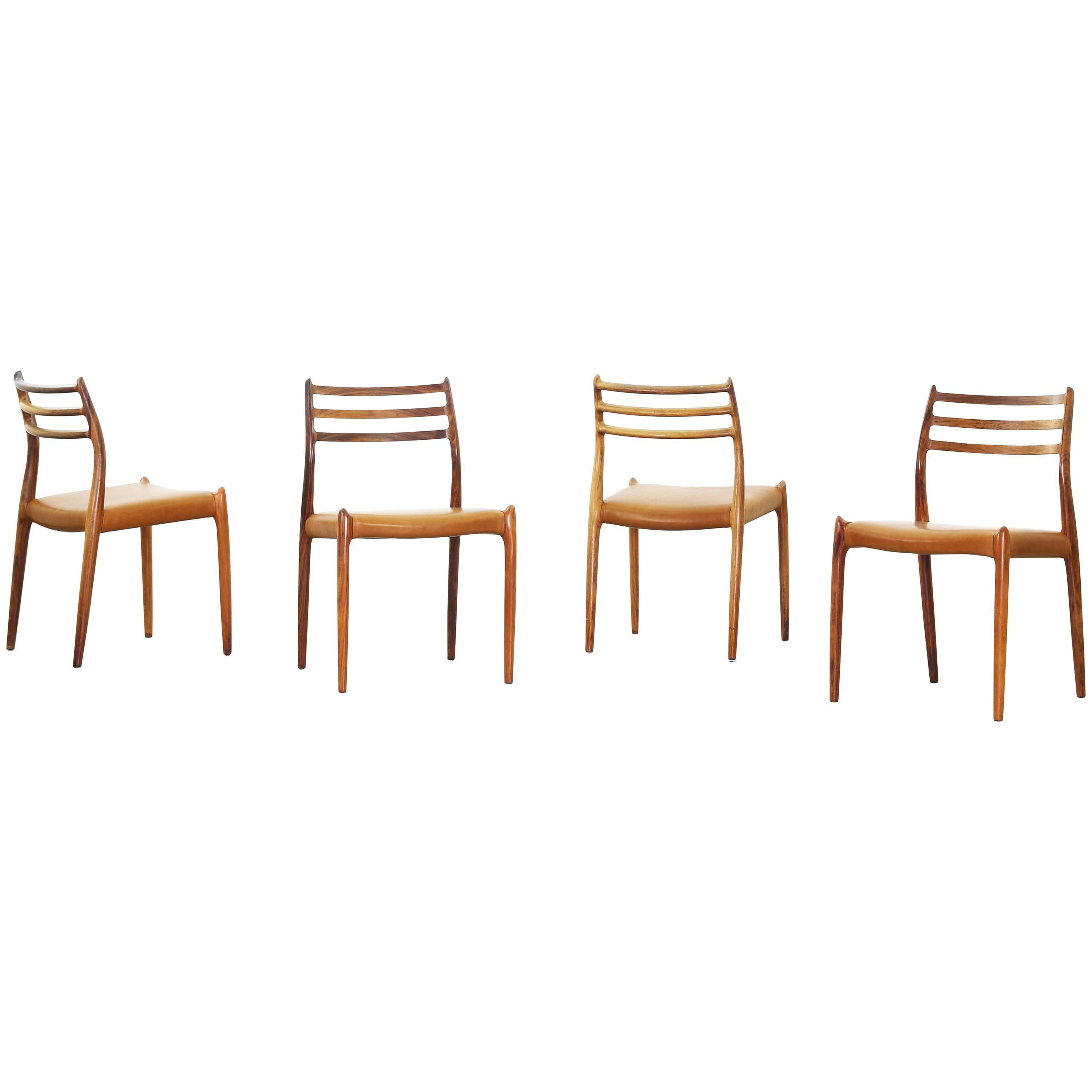 Set of Four Old Niels Moller Møller Moeller Dining Chairs Mod. 78, Denmark