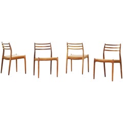 Set of Four Old Niels Moller Møller Moeller Dining Chairs Mod. 78, Denmark