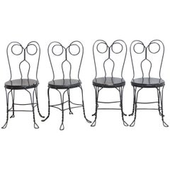 Set of Four Metal Bistro or Ice Cream Parlor Chairs 