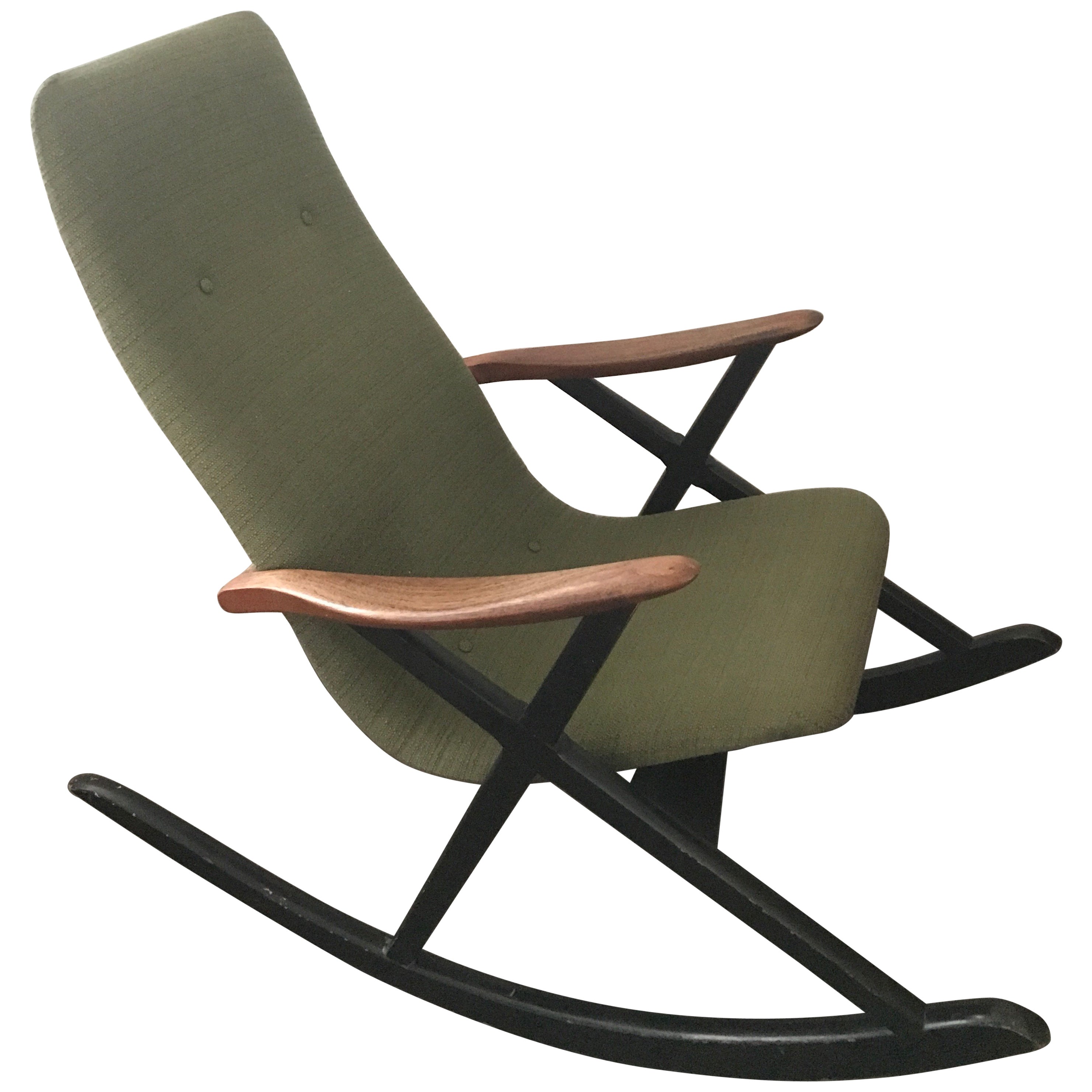 Swedish Or Danish 1950 Designer Rocking Chair In Original Condition Swedish Or Danish 1950 Designer Rocking Chair In Original Condition