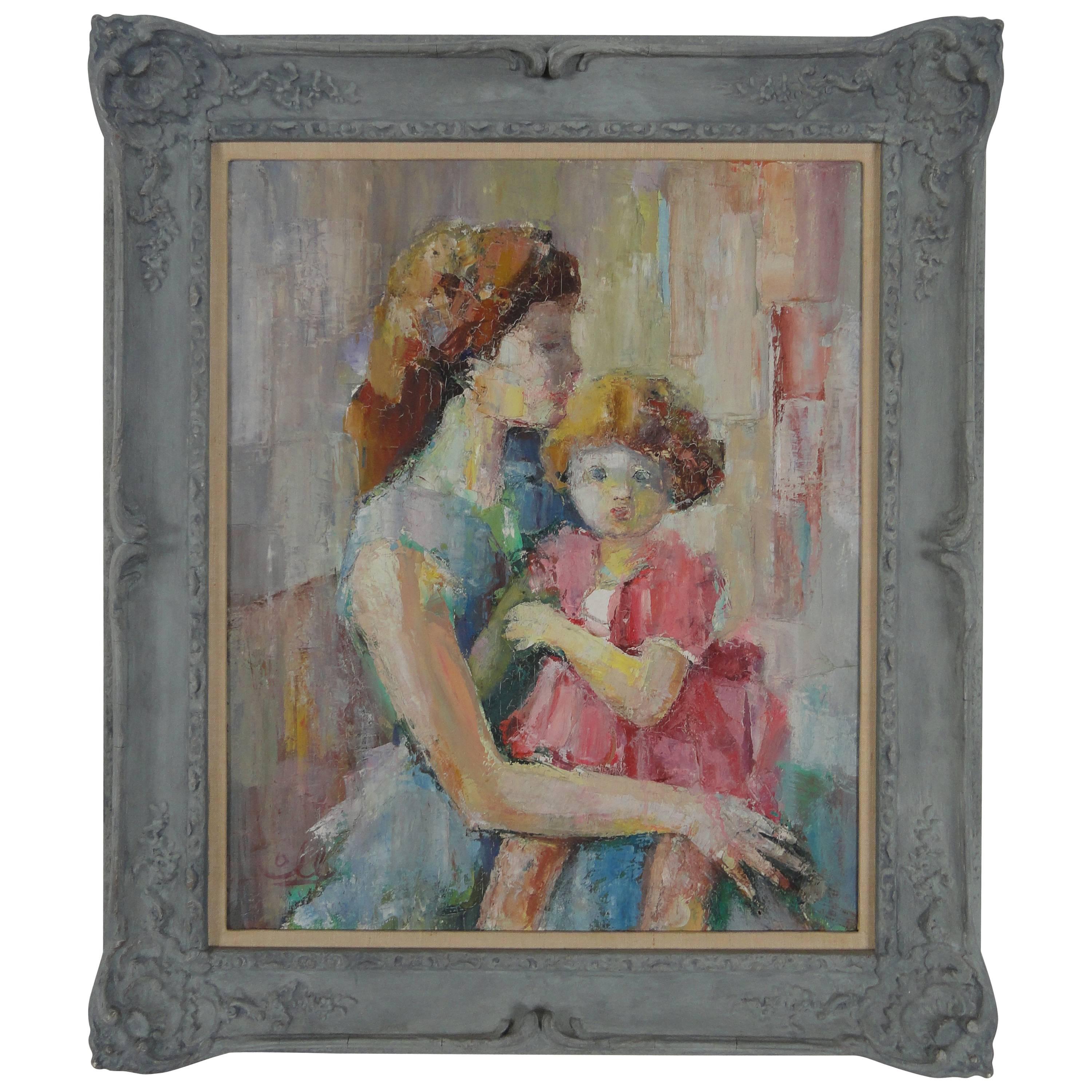 Albert Coll, "Maternite" Oil on Canvas For Sale