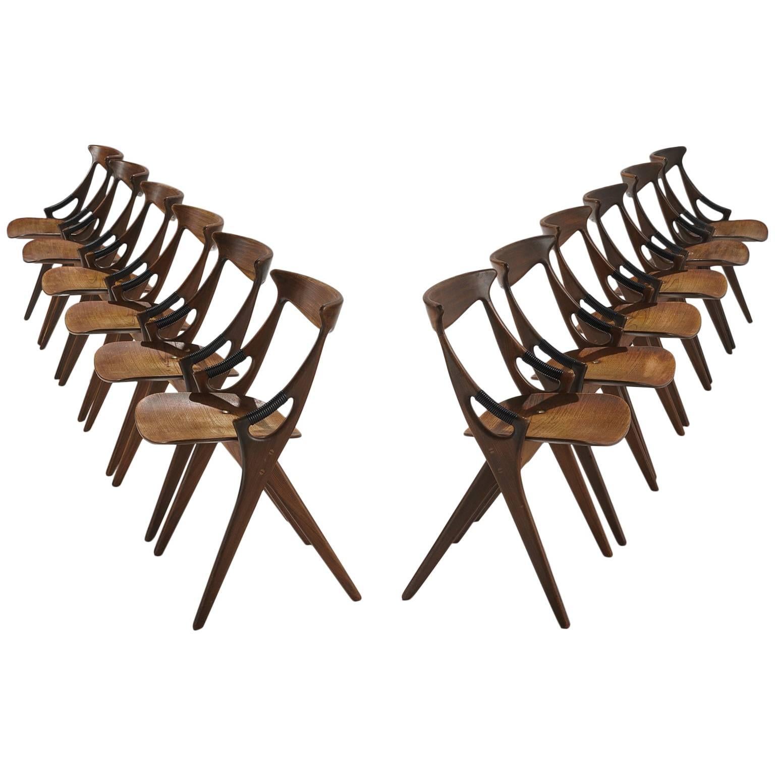 Arne Hovmand-Olsen Dining Set of 12 Chairs for Mogens Kold in Teak