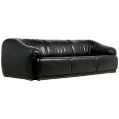 Large 1970s Organic Vintage Buffalo Leather Lounge Sofa Three-Seat High Quality