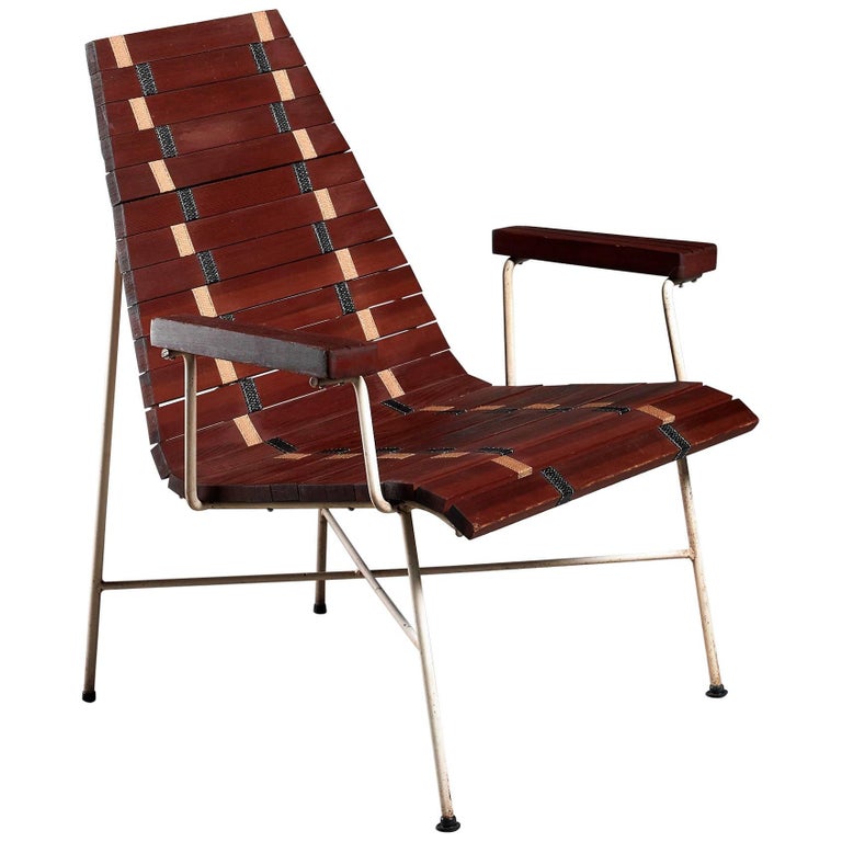 Rare MidCentury Modern Chair in Oregon Pine and Metal, USA, 1950s For