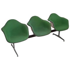 Vintage Charles and Ray Eames Tandem Three-Shell Upholstered Seating for Herman Miller