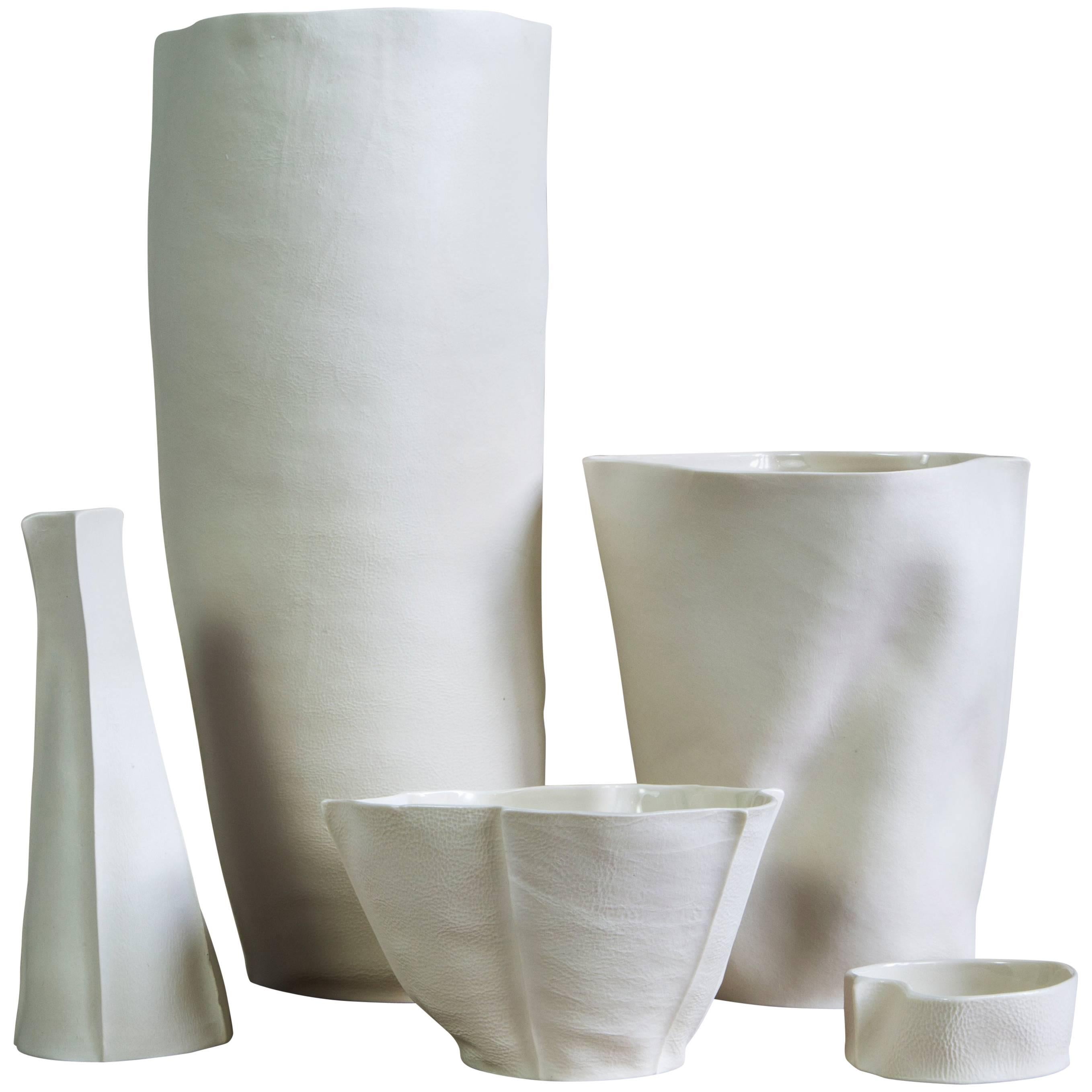 Set of Five Kawa Porcelain Pieces, in stock