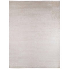 Solid White Silk and Wool Twill Area Rug