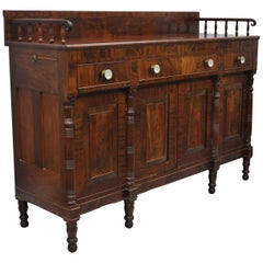 Antique American Empire Sideboard Buffet Crotch Flame Mahogany, circa 1840