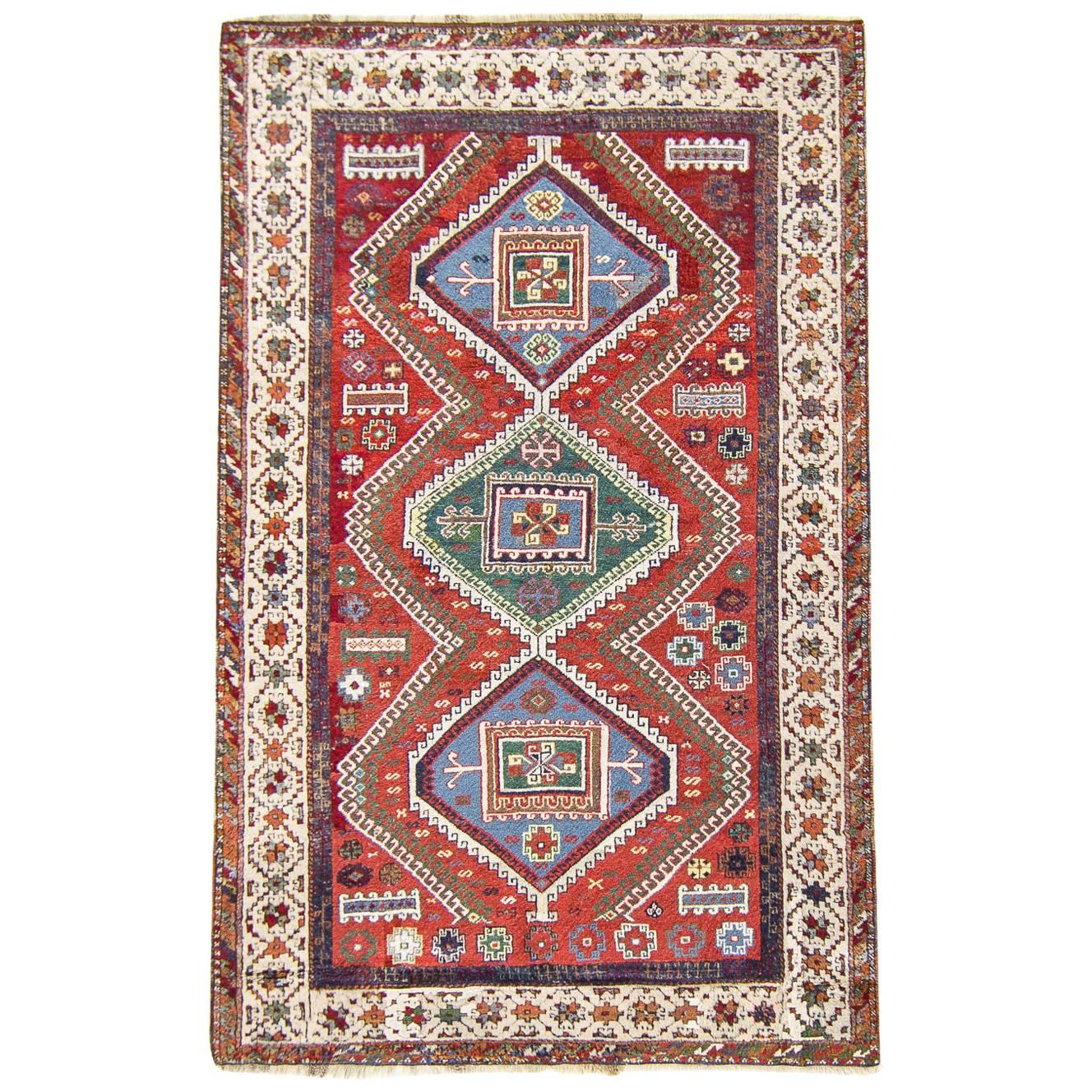 Tribal Red Antique Kurd Carpet For Sale