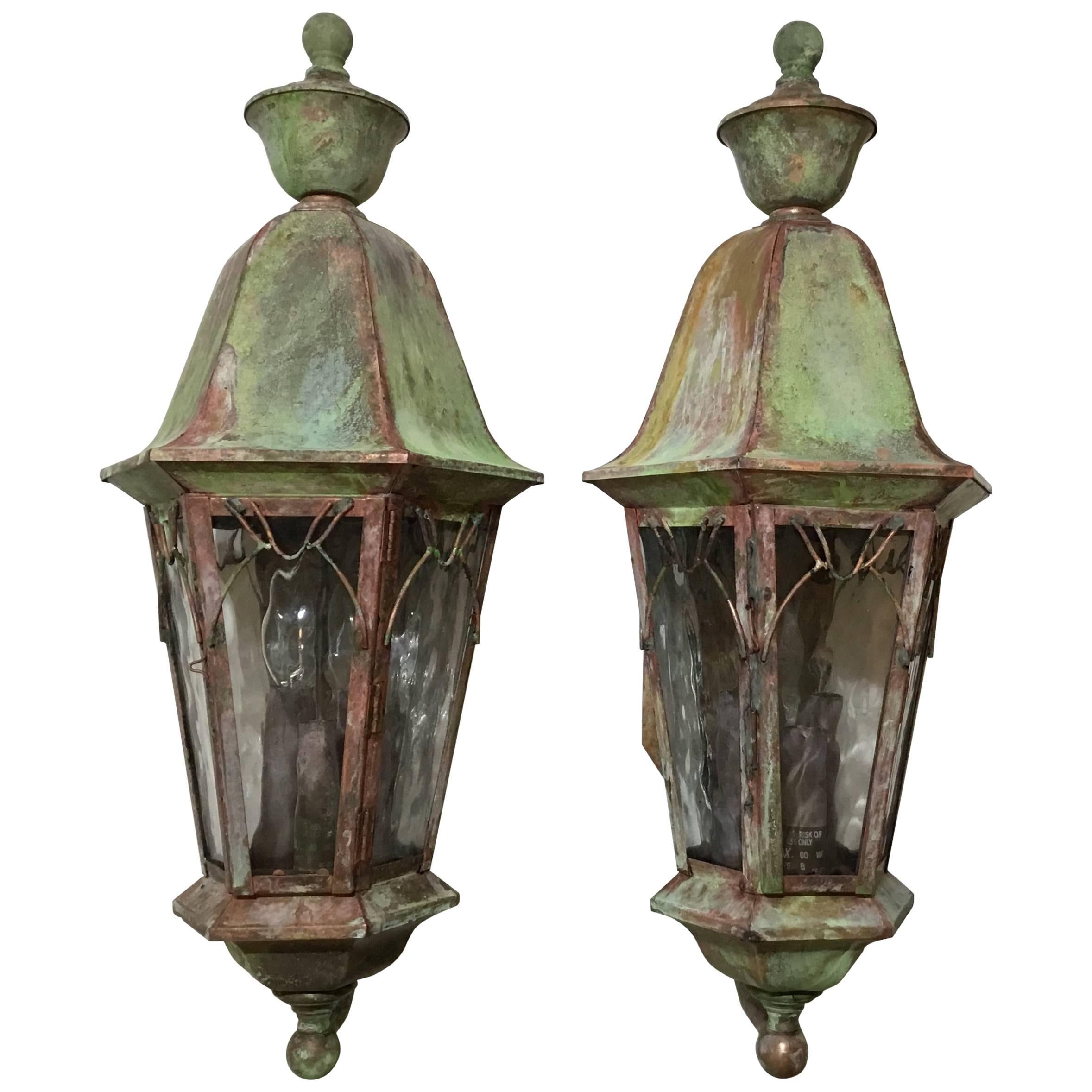 Pair of Brass Wall Lantern 