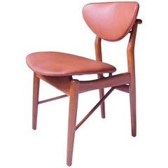 Finn Juhl Side Chair Model-108 in Teak and Leather; Denmark, 1946