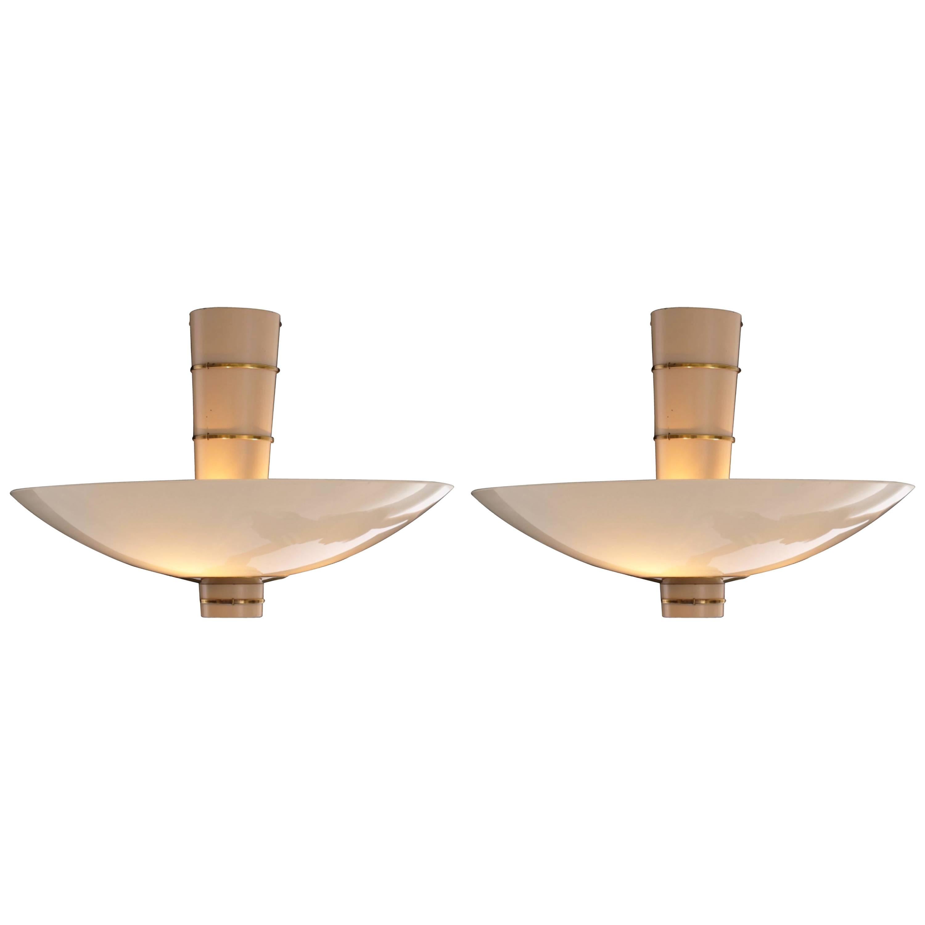 Paavo Tynell Pair of Ceiling Lamps Model 9055 for Taito Oy, 1940