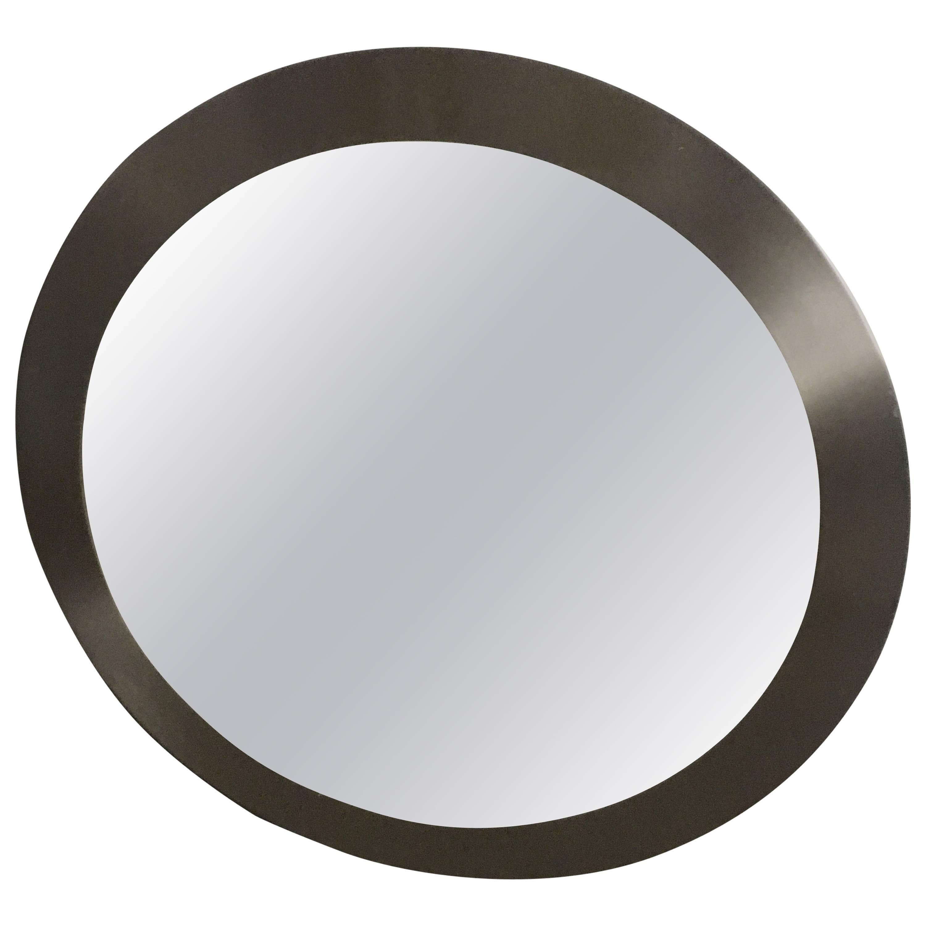 Italian Wall Mirror with Aluminum Frame from 1970s