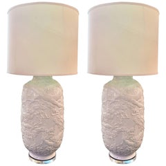 Pair of Asian White Ceramic Lamps