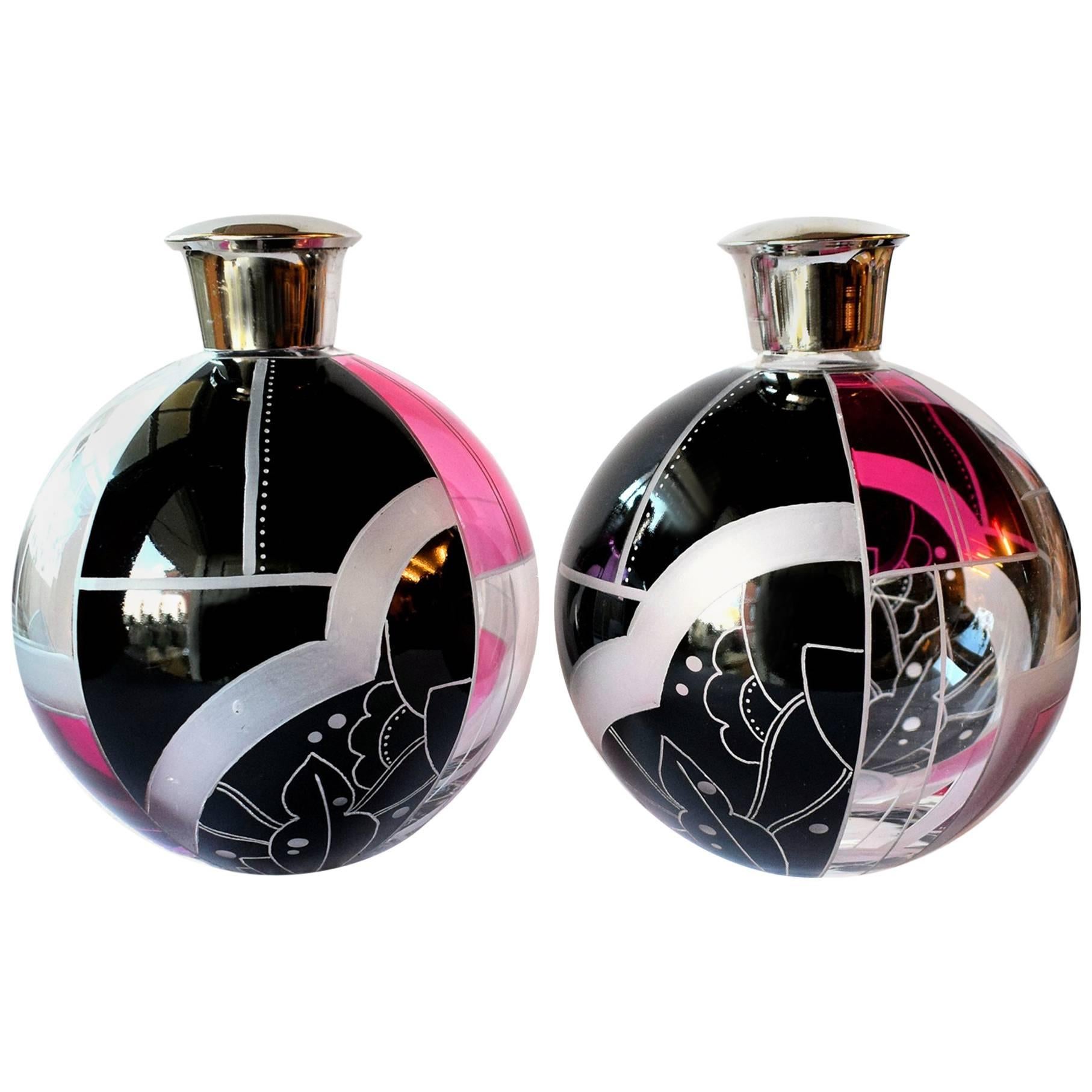 Beautiful Pair of Art Deco Perfume Bottles by Karl Palda