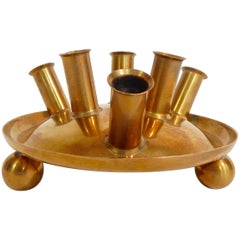 Erich Kolbenheyer Wien, Austria Signed, 1960s Brass Candle Holder