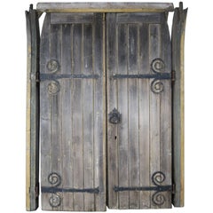 Antique Pair of Monumental Spanish Barn Doors with Iron Hardware