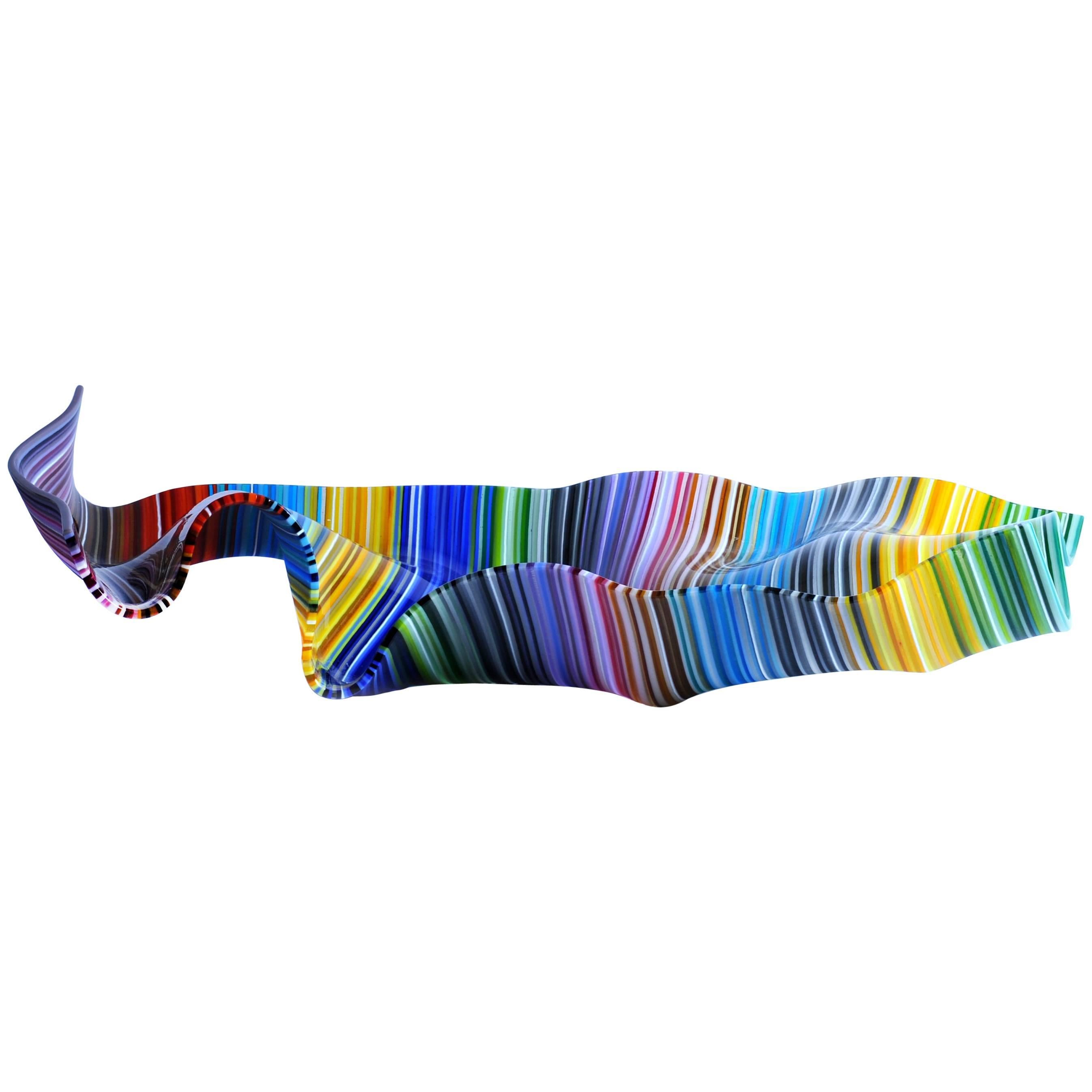Long Glass Multi-Color Barcode Centrepiece by Orfeo Quagliata For Sale