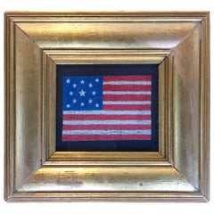 Antique 19th Century American Parade Flag in Frame
