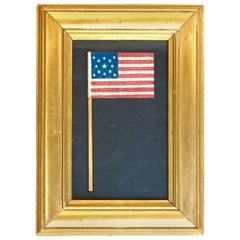 Antique Small Framed American Centennial Parade Flag