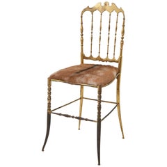 Brass Italian Chiavari Chair with Goat Hide