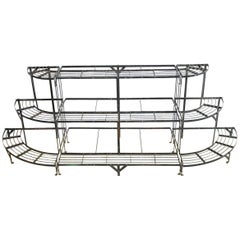 French Art Deco Three-Tier Metal Demilune Plant Stand