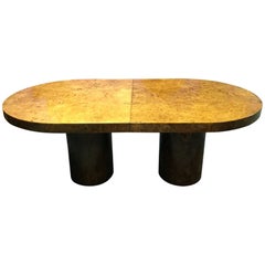 Burl Wood Milo Baughman Attr. Oval Dinning Table