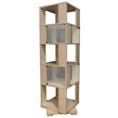 Vintage Italian TOTEM Ivory Lacquered Turning Library, 1960