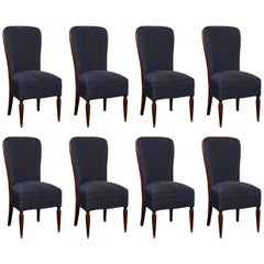 Set of Eight French Art Deco Rosewood Dining Chairs