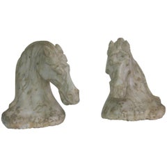 Pair of Tang Style Carved Marble Horses