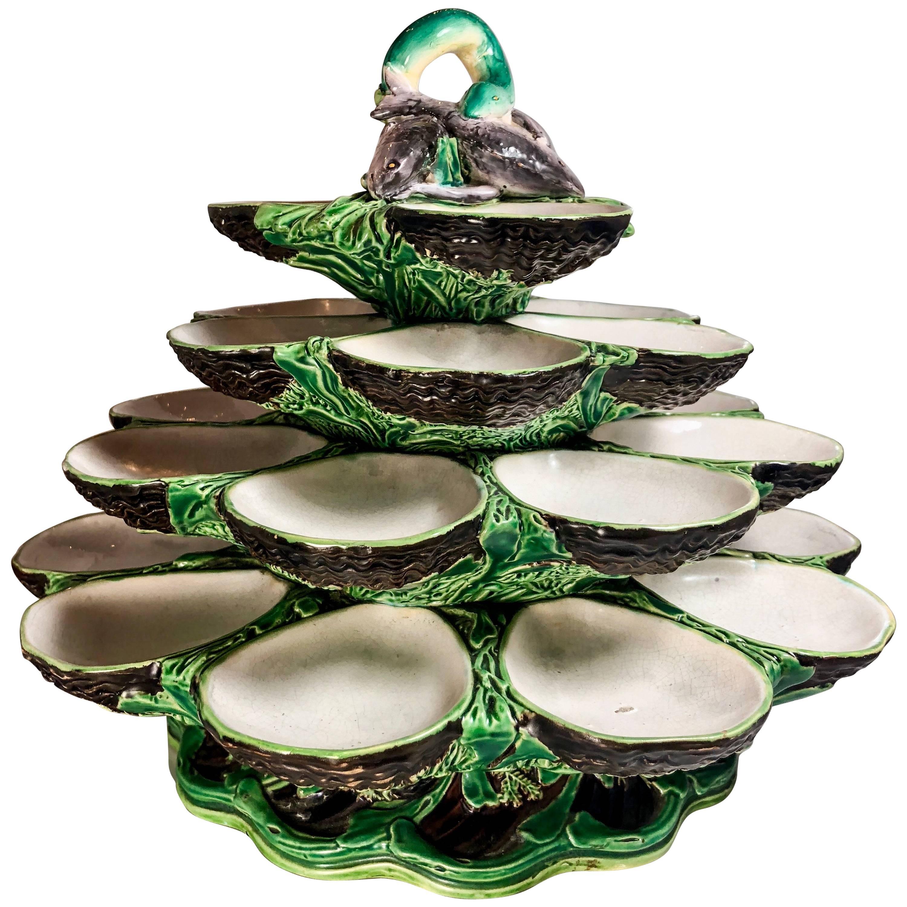 Revolving Four-Tiered Oyster Server Signed Minton Company, circa 1875