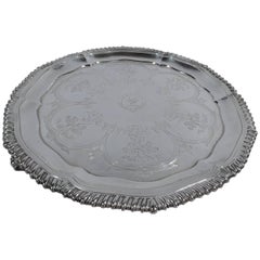 Antique English Regency Sterling Silver Salver Tray by Richard Sibley