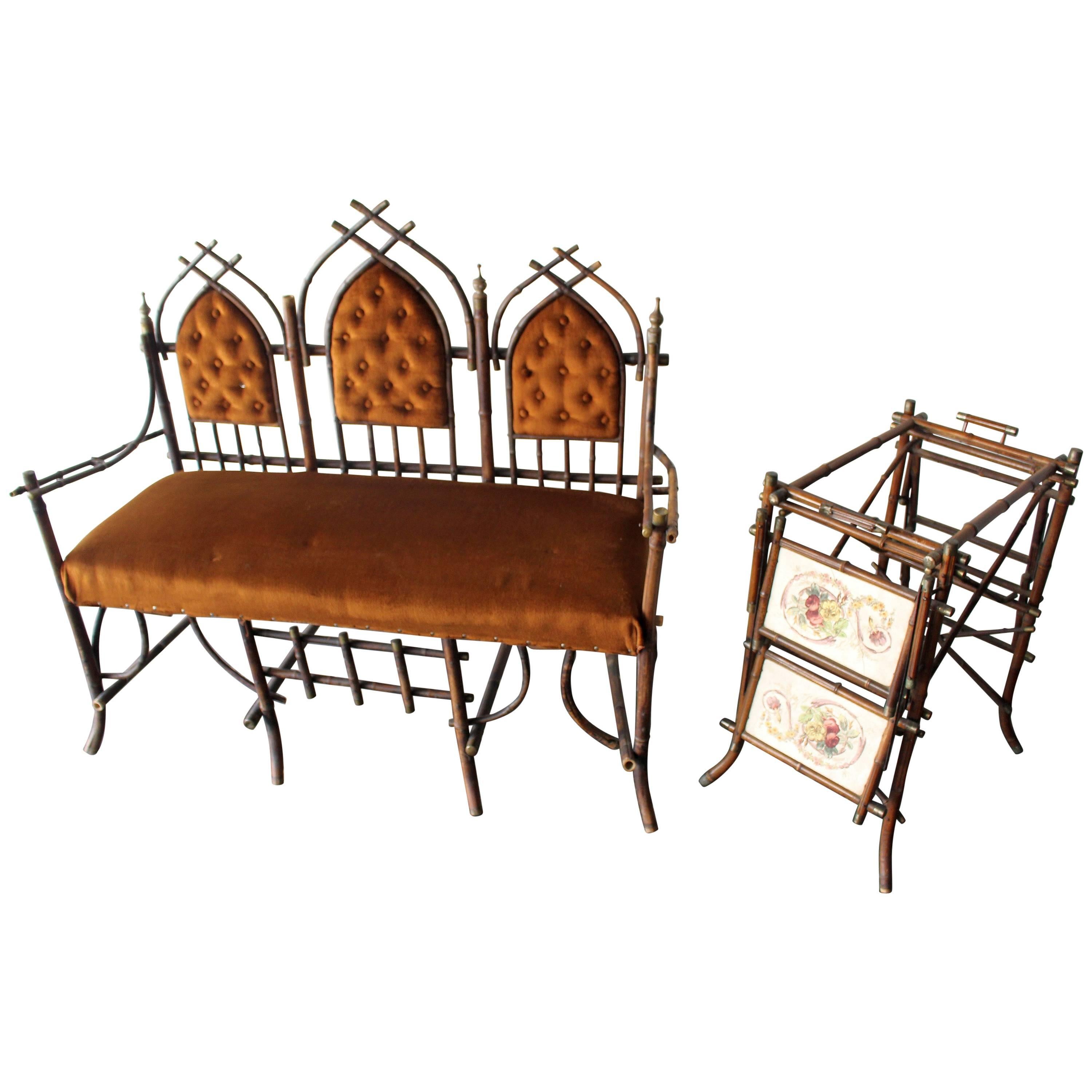 French Victorian Bamboo Dinning Room Set  For Sale