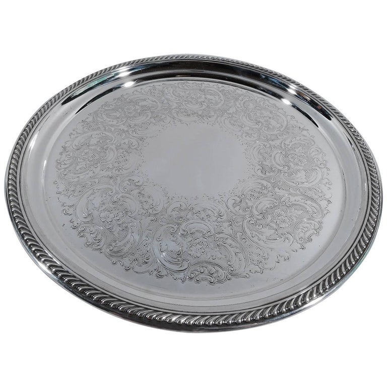 Traditional Sterling Silver Serving Tray by Gorham For Sale at