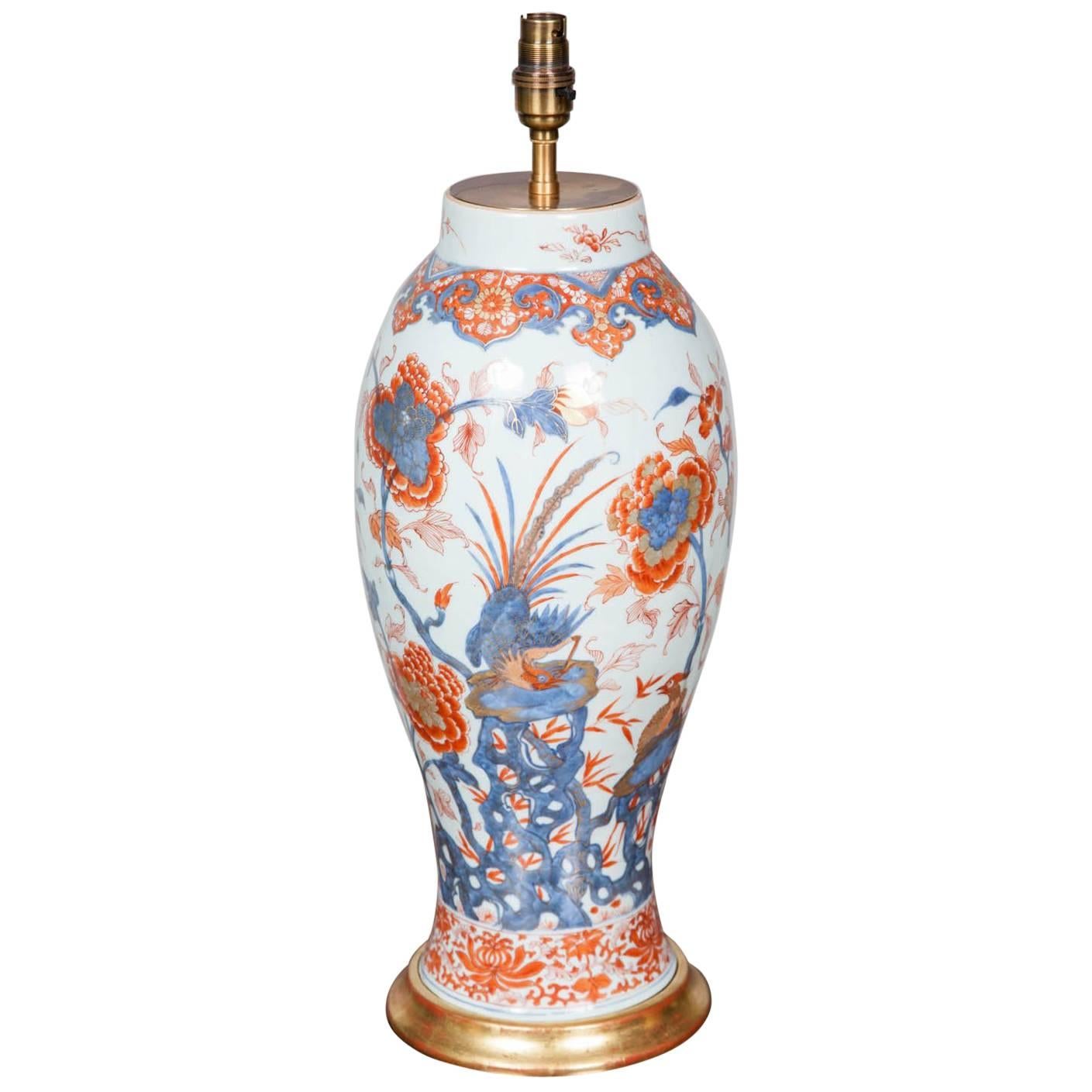 Chinese 18th Century Imari Vase, Lamped