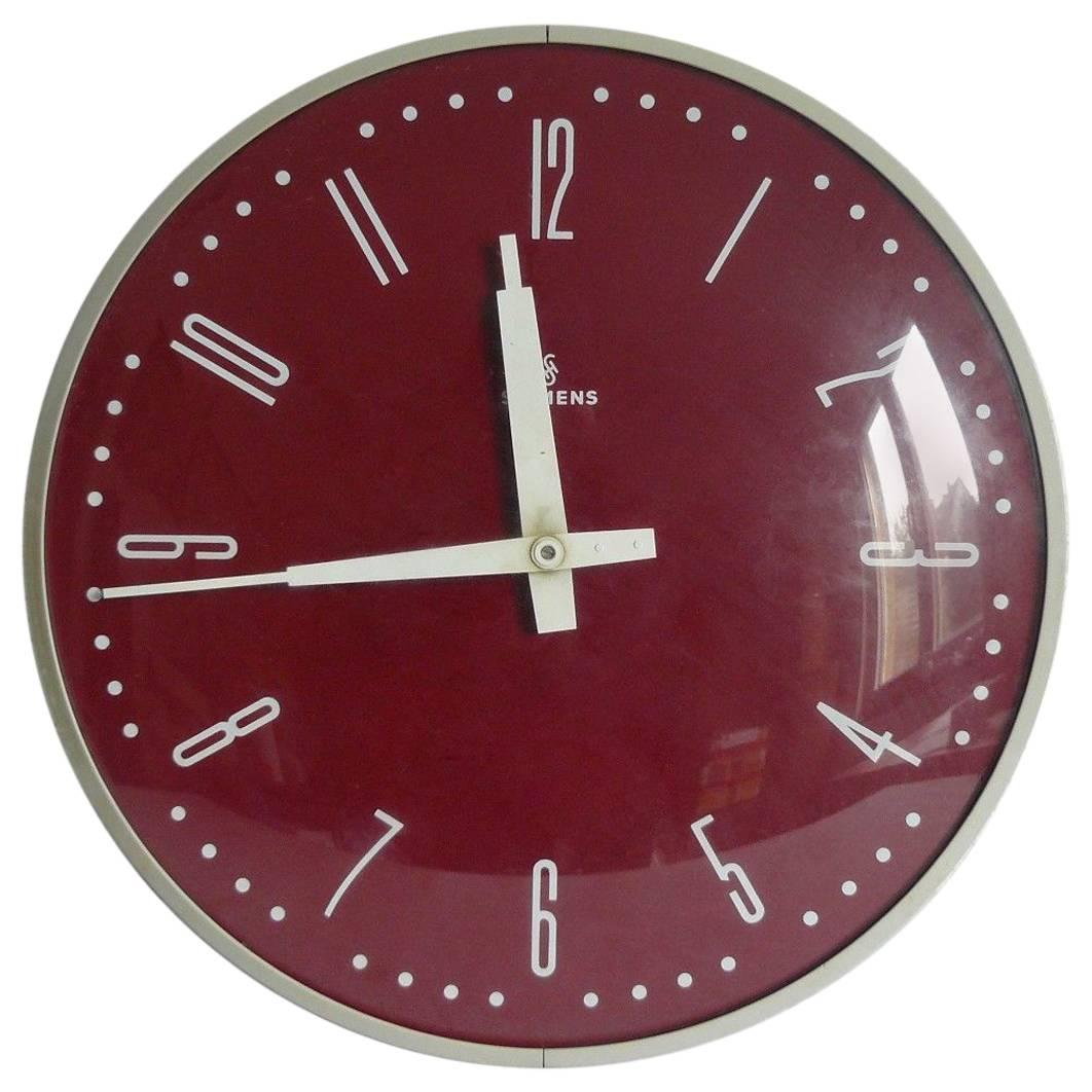 Orologio da parete Siemens Halske di grandi dimensioni per fabbriche, stazioni o officine