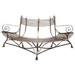 French Polished Iron Curved Around the Tree Shaped Garden Bench