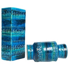 Bitossi Rimini Blue Pair of Vases, Aldo Londi, Italy