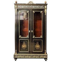 Napoleon Three Boulle Brass Marquetry Vitrine, France 19th Century